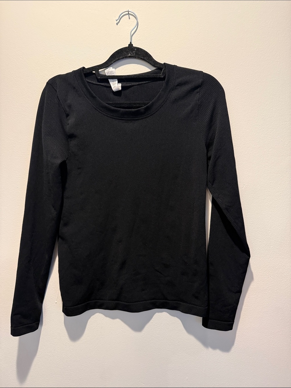 Athleta Long Sleeve Black Ribbed Tee